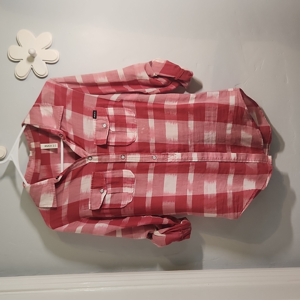 RVCA red and white flannel